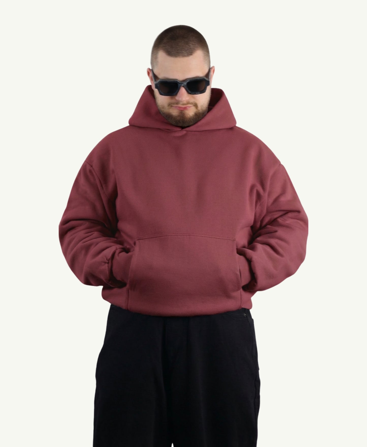1000 GSM DOUBLE LAYER HOODIE RUBY WINE
