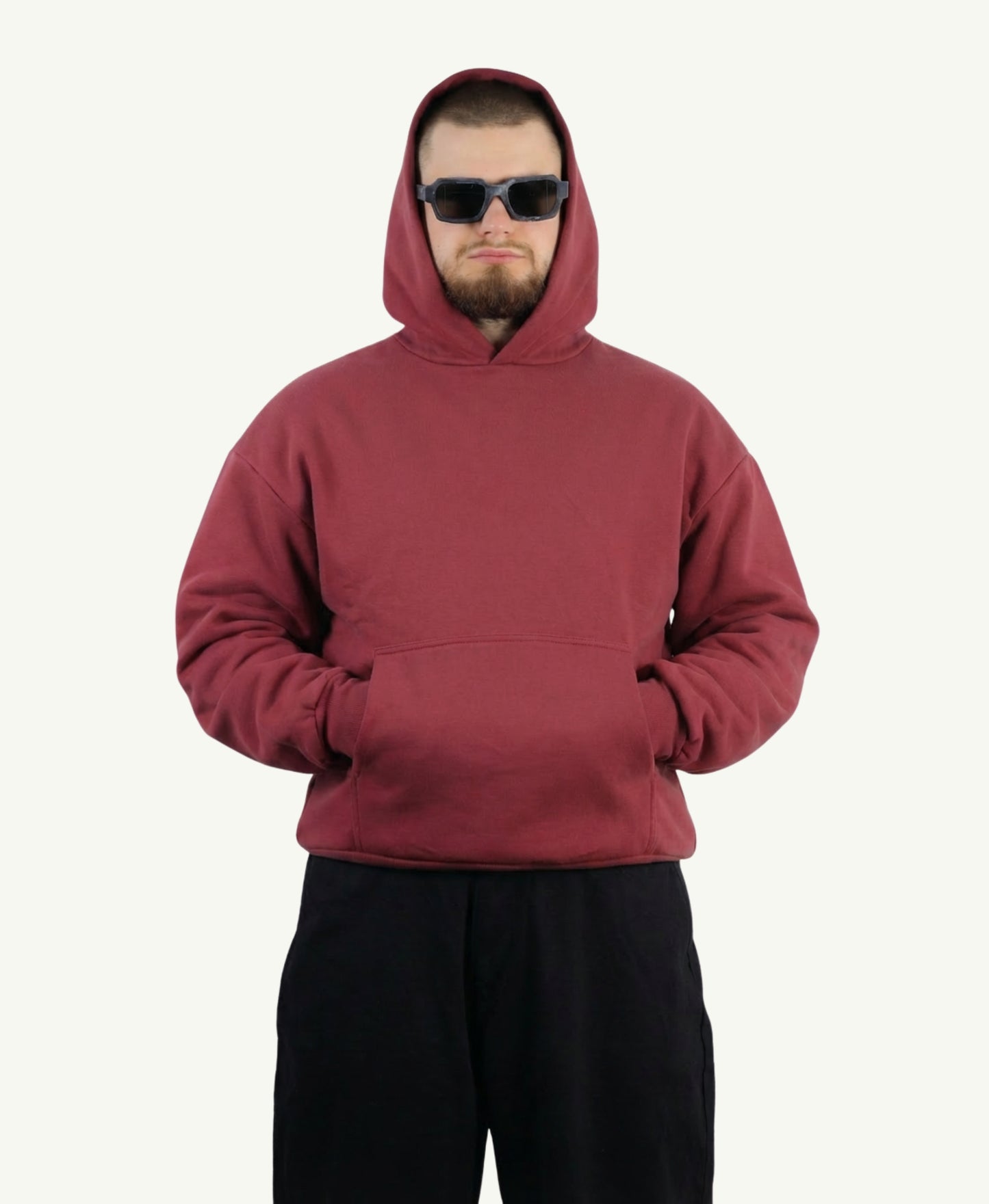 1000 GSM DOUBLE LAYER HOODIE RUBY WINE